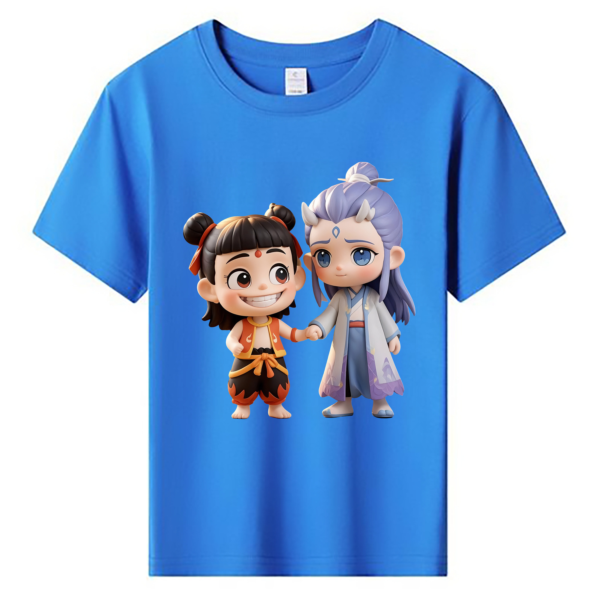 （画像用） Ne Zha 2 ナタ 魔童の大暴れ 綿100％キッズTシャツ（フロントプリント）